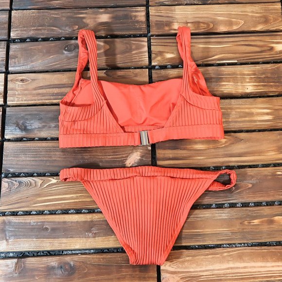 Cikada Australia Burnt Orange Ribbed Bikini Set 6 - Picture 2 of 14
